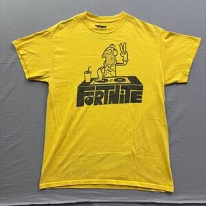 Fortnite DJ Yonder Yellow Graphic T-Shirt Mens Medium Epic Games Gamer Tee